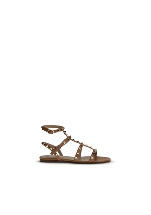 Valentino Garavani Beige Calf Leather Bos Taurus Flat Sandals - EU36/US6