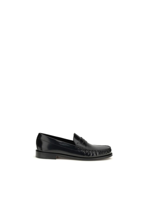 Tom Ford Black Calf Leather Bos Taurus Slip-On Loafers - EU40/US7