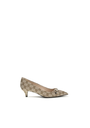 Gucci Beige Fabric Mid Heel Pumps - EU36/US6