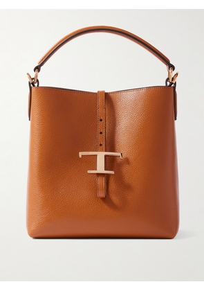 Tod's - T Timeless Textured-leather Tote - Brown - One size