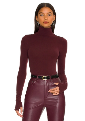 Commando Ballet Turtleneck Bodysuit With Thumb Holes in Burgundy.