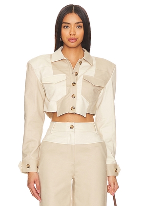 Camila Coelho Araceli Cropped Jacket in Neutral. Size XS. Also in XXS, S, M, L, XL.