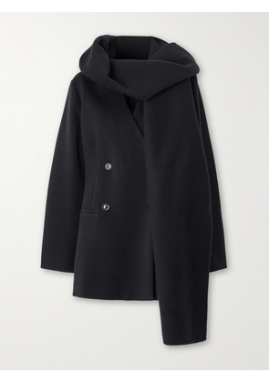 Another Tomorrow - Scarf-detailed Recycled-cashmere Coat - Black - x small,small,medium,large