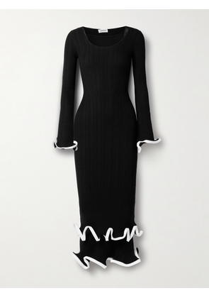 SIMKHAI - Sonali Tiered Ruffled Ribbed-knit Midi Dress - Black - x small,small,medium,large,x large