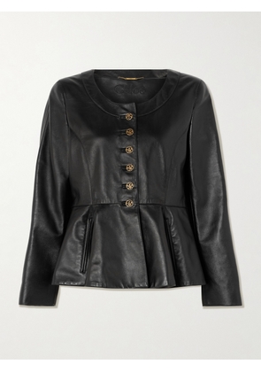 Chloé - Fletcher Leather Peplum Jacket - Black - FR 34,FR 38,FR 40