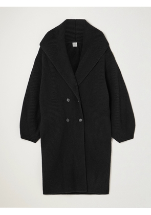 TOTEME - Double-breasted Ribbed Wool Cardigan - Black - x small,small,medium,large,x large