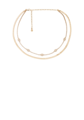 Ettika Evil Eye Necklace Set in Metallic Gold.