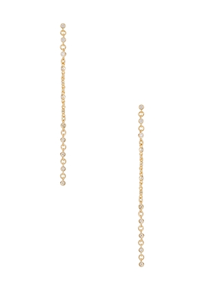 Ettika Dainty Linear Crystal Earrings in Metallic Gold.