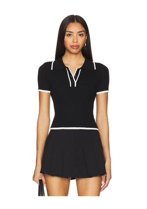 ALL THE WAYS Katrina Knit Polo Top in Black. Size S. Also in XS, M, L.