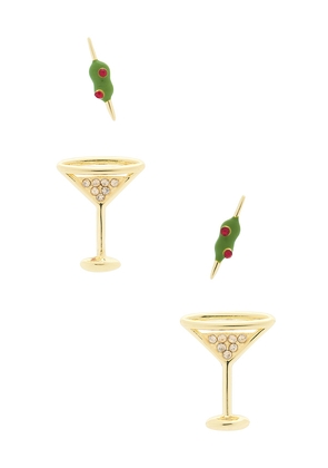 BaubleBar Martini Earring Set in Metallic Gold.
