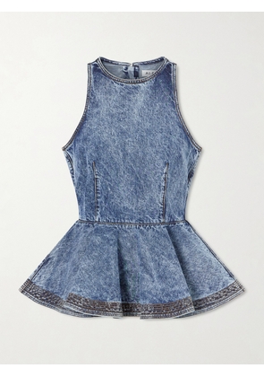 Alaïa - Denim Peplum Top - Blue - FR 34,FR 36,FR 38,FR 40,FR 42