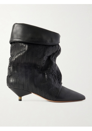 Isabel Marant - Edrik Gathered Perforated Leather Ankle Boots - Black - FR36,FR37,FR38,FR39,FR40,FR41