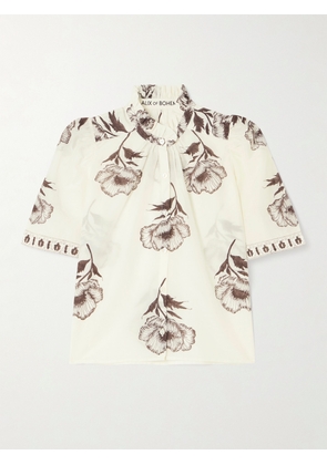 ALIX OF BOHEMIA - Winn Obsidian Poppy Floral-print Cotton And Silk-blend Blouse - Off-white - x small,small,medium,large,x large