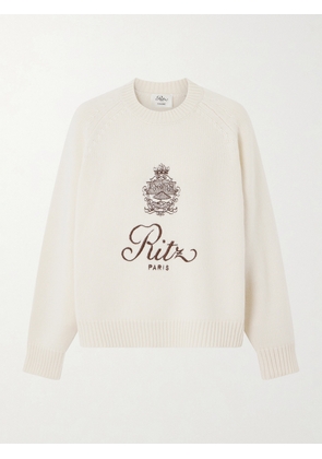 FRAME - + Ritz Paris Oversized Embroidered Cashmere Sweater - Cream - xx small,x small,small,medium,large,x large