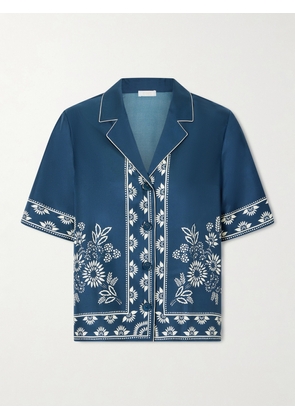 Eres - Infusion Floral-print Silk-twill Shirt - Blue - FR 36,FR 38,FR 40,FR 42,FR 44,FR 46