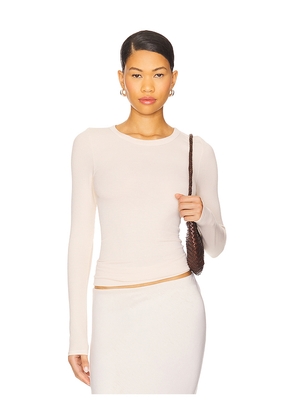 Enza Costa Silk Knit Long Sleeve Crew Top in Cream. Size S. Also in M.