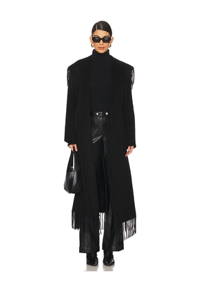SIMKHAI Carrie Fringe Robe Coat in Black. Size L. Also in S.