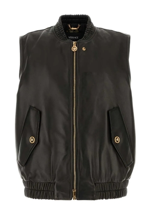 Versace leather zip-fastening gilet - Black