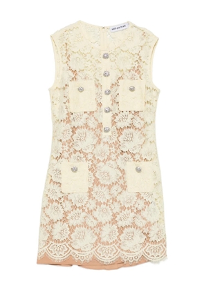Self-Portrait embellished lace pocket mini dress - Yellow