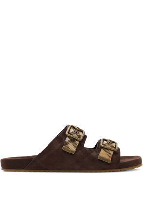 Burberry checked suede sandals - Brown