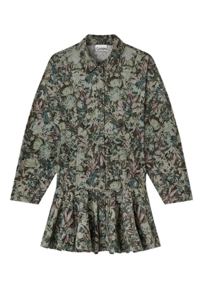 GANNI floral-print buttoned dress - Neutrals