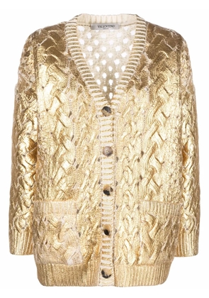 Valentino Garavani metallic-effect V-neck cardigan - Gold