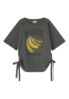 GANNI drawstring graphic T-shirt - Green