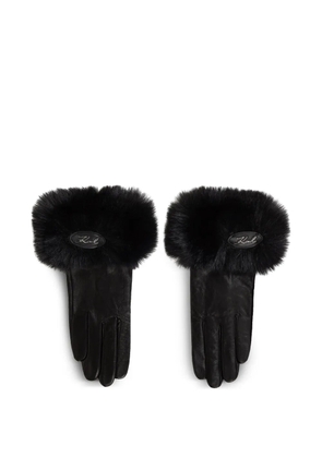 Karl Lagerfeld faux-fur leather gloves - Black
