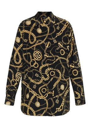 Balmain chain-print button-up shirt - Black