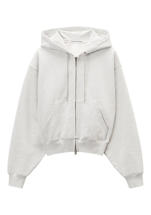 Alexander Wang rhinestone-drawcord zip-up hoodie - Grey