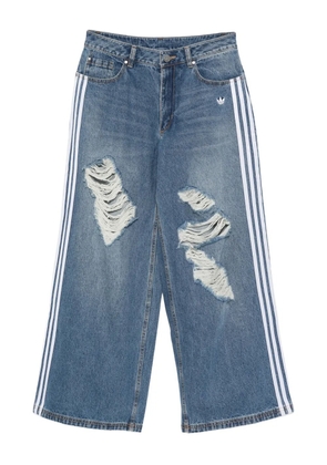adidas ripped-detailing striped jeans - Blue