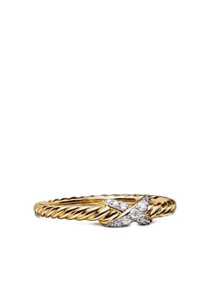 David Yurman 18kt yellow gold Petite X diamond ring (2.2mm)