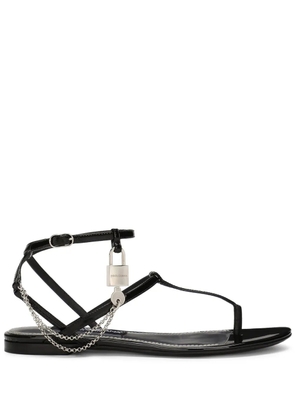 Dolce & Gabbana padlock patent-leather flat sandals - Black