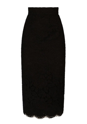Dolce & Gabbana floral-lace midi skirt - Black