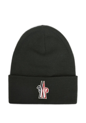 Moncler Grenoble logo-patch wool beanie - Green