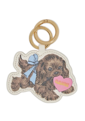 GANNI Brown Puppy keyring - Gold
