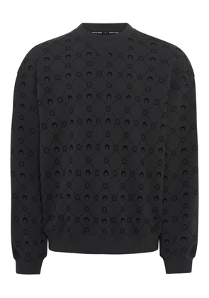 Marine Serre moonogram flocked fleece sweatshirt - Black