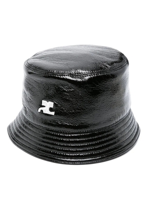 Courrèges logo-embroidered patent bucket hat - Black