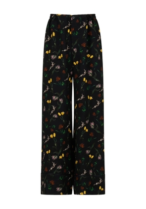 Marni floral-print wide-leg trousers - Black