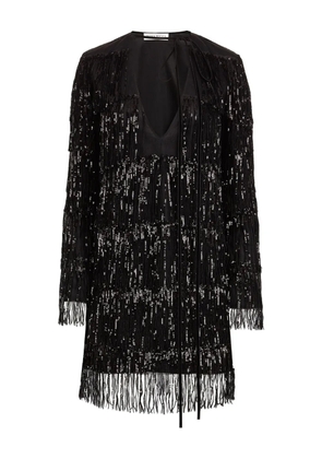 Nina Ricci sequin-embellished fringed mini dress - Black