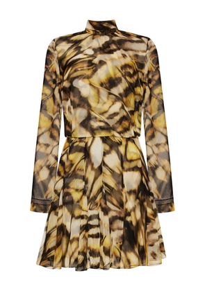 Oscar de la Renta butterfly-print silk dress - Yellow