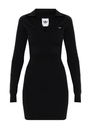 adidas long-sleeve polo-collar mini dress - Black
