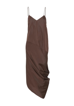 St. Agni paper-taffeta drape-detail midi dress - Brown