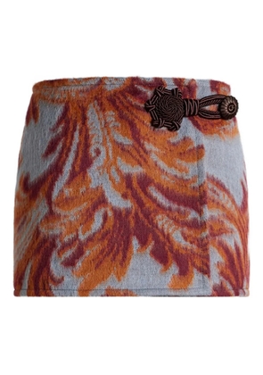 ETRO leaf-print belted mini skirt - Grey