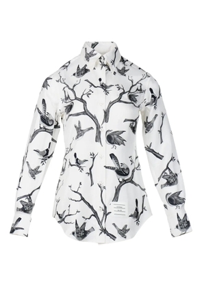 Thom Browne bird print button classic top - White