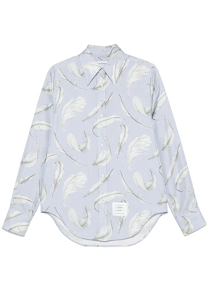 Thom Browne feather-print silk shirt - Blue