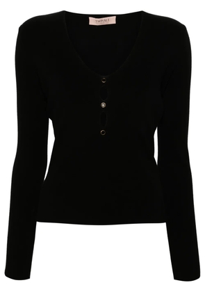 TWINSET crystal-embellished ribbed top - Black