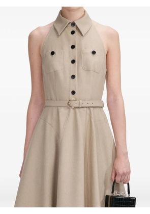 Self-Portrait collared belted mini dress - Neutrals