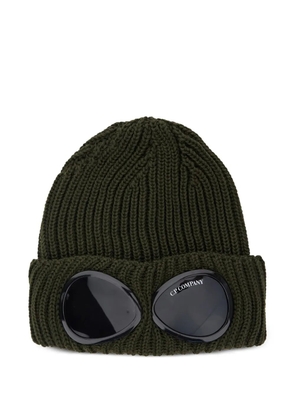 C.P. Company goggle-detail ribbed beanie hat - Green