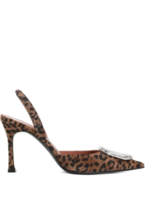 Amina Muaddi crystal-embellished slingback pumps - Brown
